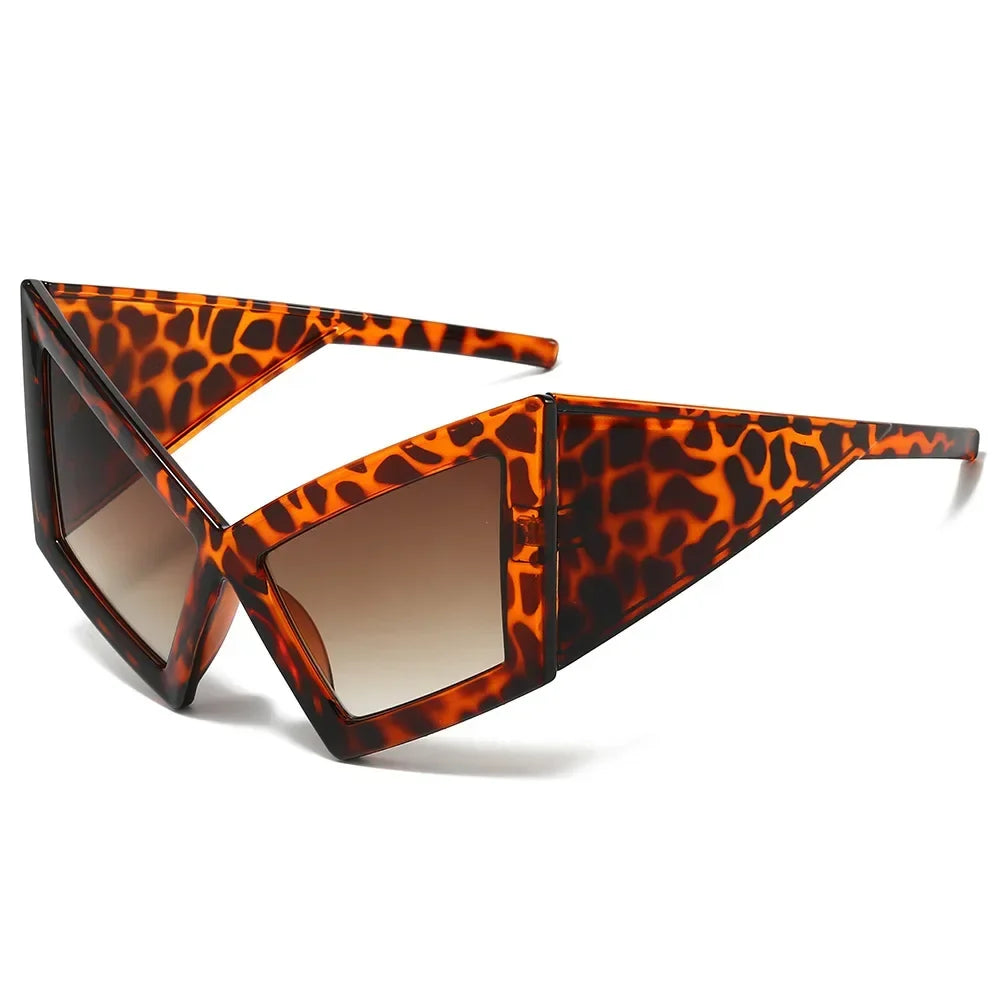 Cat Oversized Eye Sunglasses Women Red UV400 Shades Retro Gradient Fashion
