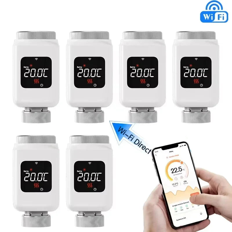 App Control and Voice Assist, Alexa and Google Household 4-Pack Fall 2025 – Smart WiFi Thermostatic Radiator Valve