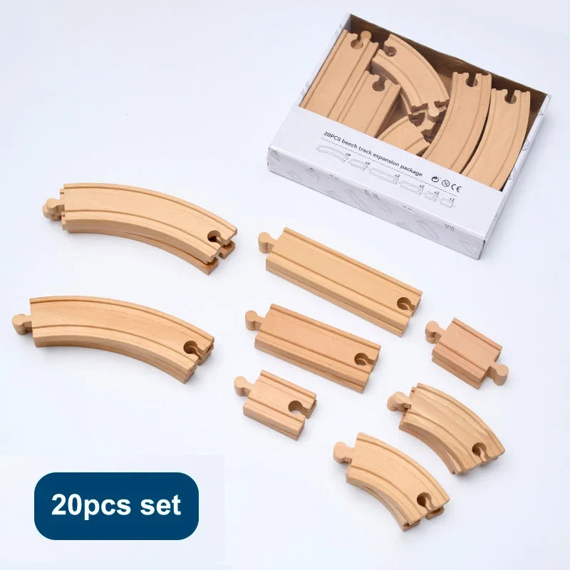 Beech Wood Train Track Kit - DIY Assembly Toy for Kids Eco-Friendly