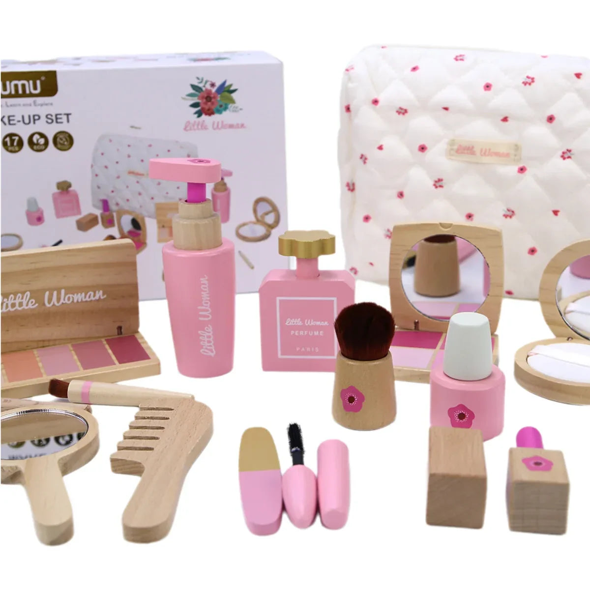 Wooden Makeup Kit For Kids Pretend Play Cosmetic Kit Back To School 2025 Gift Safe Non Toxic