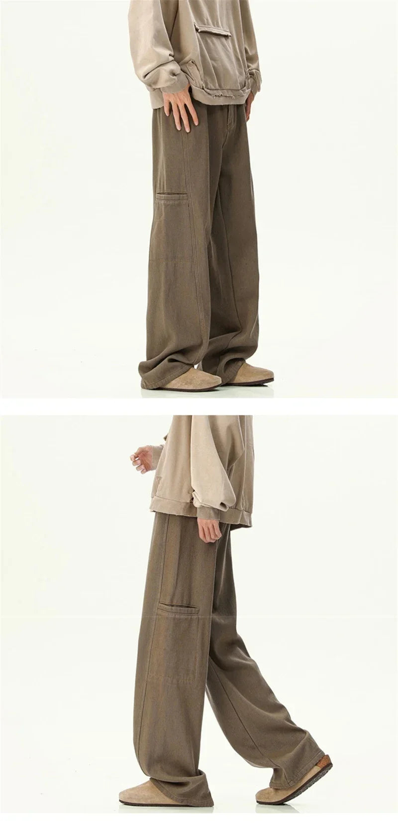 Mens Oversized Cargo Jeans - Wide Leg, Denim, Street