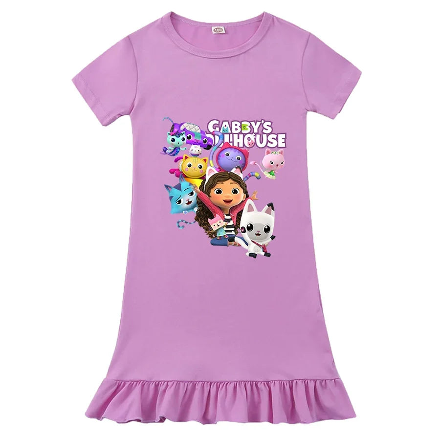 Princess-Style, Flowy, Mid-Calf Length, Cotton, For Party Wear – Light Girls’ Dress