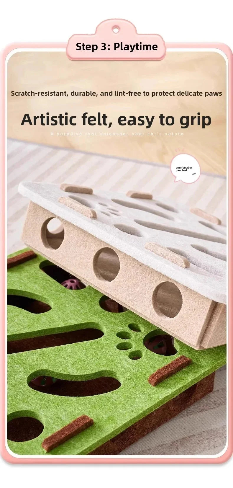 Puzzle Cat Toy Box With Ball Suede Felt Indoor Cat Exercise Entertainment Eco Friendly Gift 2026 TikTok Viral