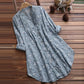 Long Elegant Cotton Linen Shirt - Floral Print Blouse for Women, Full Sleeve Spring Autumn Fashion