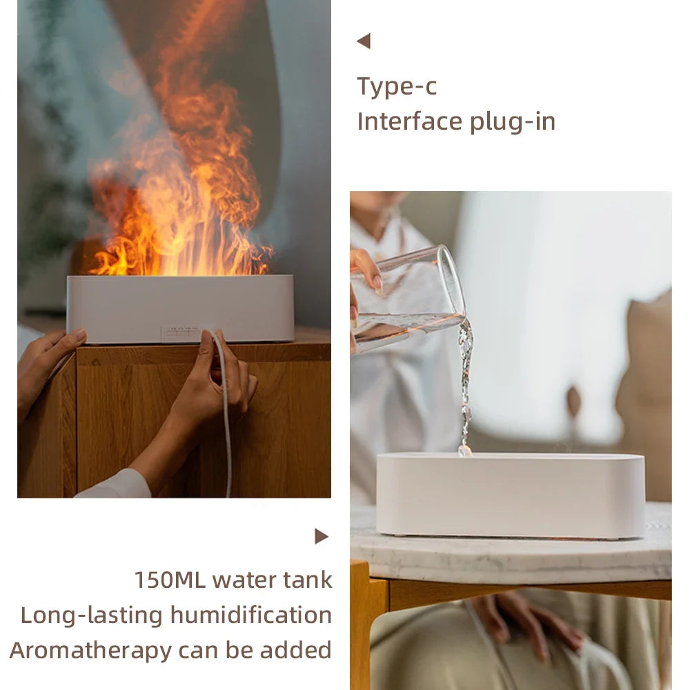 Oil Essential Aroma Diffuser Flame Humidifier with RGB Light