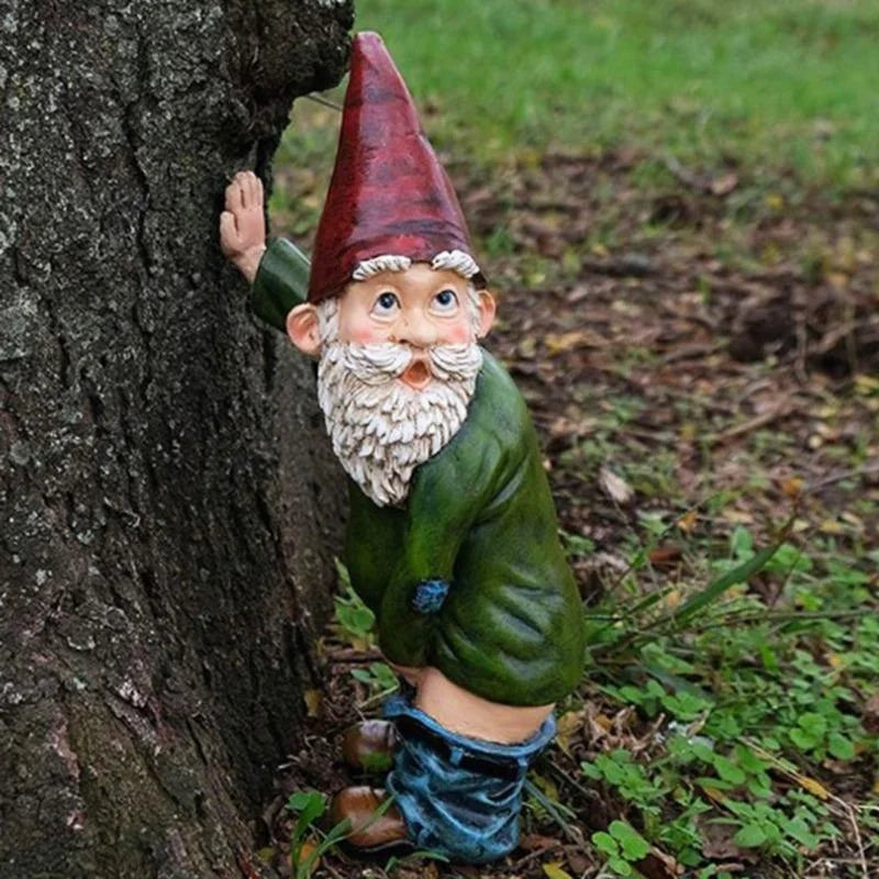 Gnome Garden Statue Urinating Outdoor Decor Christmas Holiday Garden Ornament Whimsical Gift Idea