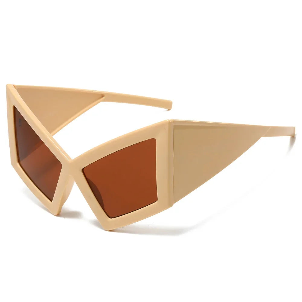 Cat Oversized Eye Sunglasses Women Red UV400 Shades Retro Gradient Fashion