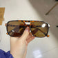 Big Vintage Square Sunglasses for Men Women - Unisex UV400 Black Lens Designer Shades