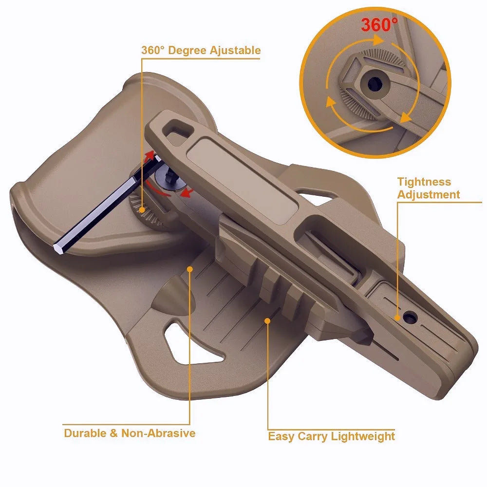 Pistol Nylon Belt Holster - Universal Fit for Double Stack 9mm Handguns, Airsoft and Outdoor Carry