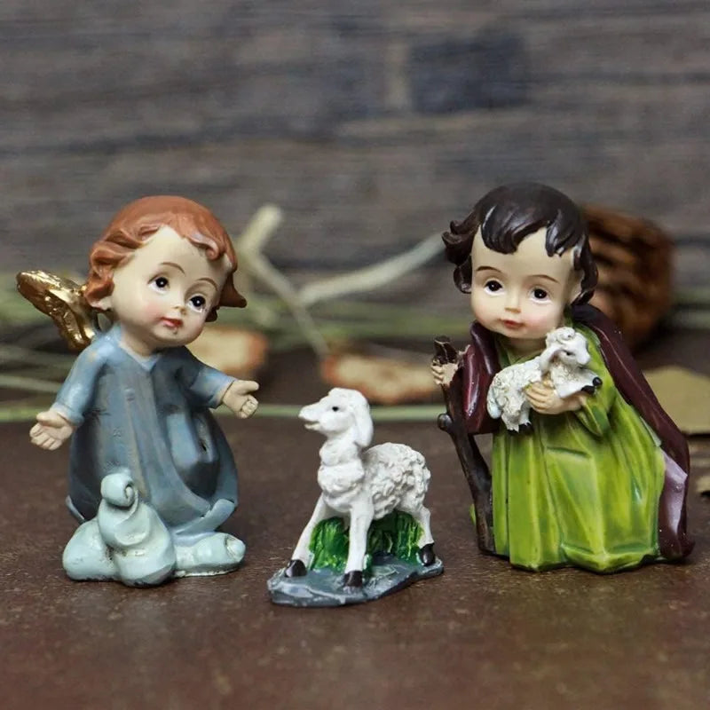 Nativity Kit 11-Piece Resin Catholic Figurines Christmas Decor Centerpiece Traditional Manger Scene Gift