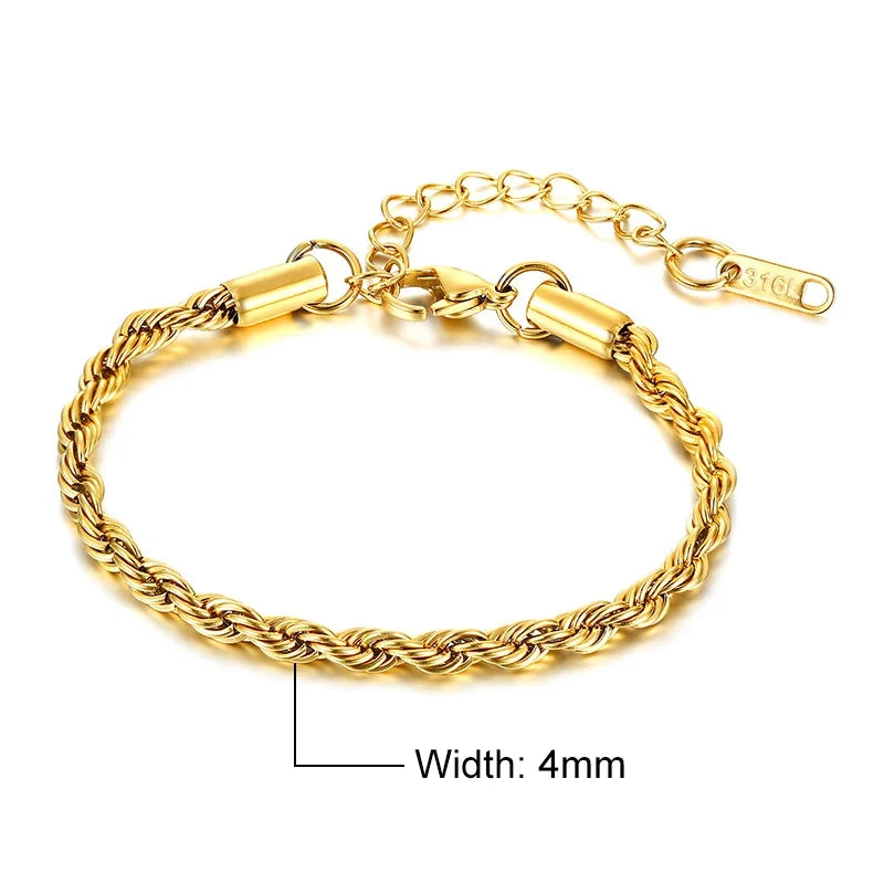 Steel Stainless Rope Chain Bracelet Twisted Singapore