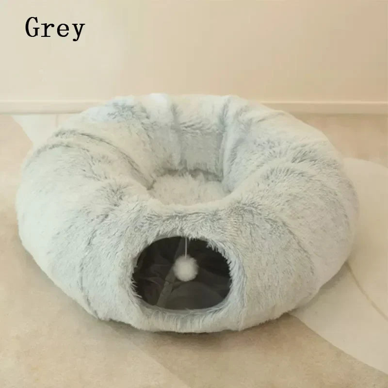 Bed Cat 95 Cm 2 In 1 Round Plush Nest House Fall 2025 Cozy Removable Cover Washable Deep Sleep