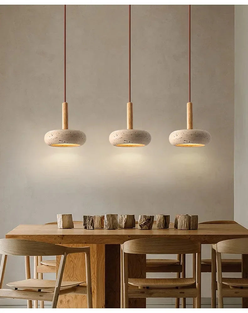 LED Japandi Pendant Lamp Yellow Stone Wabi Sabi Ambient Design