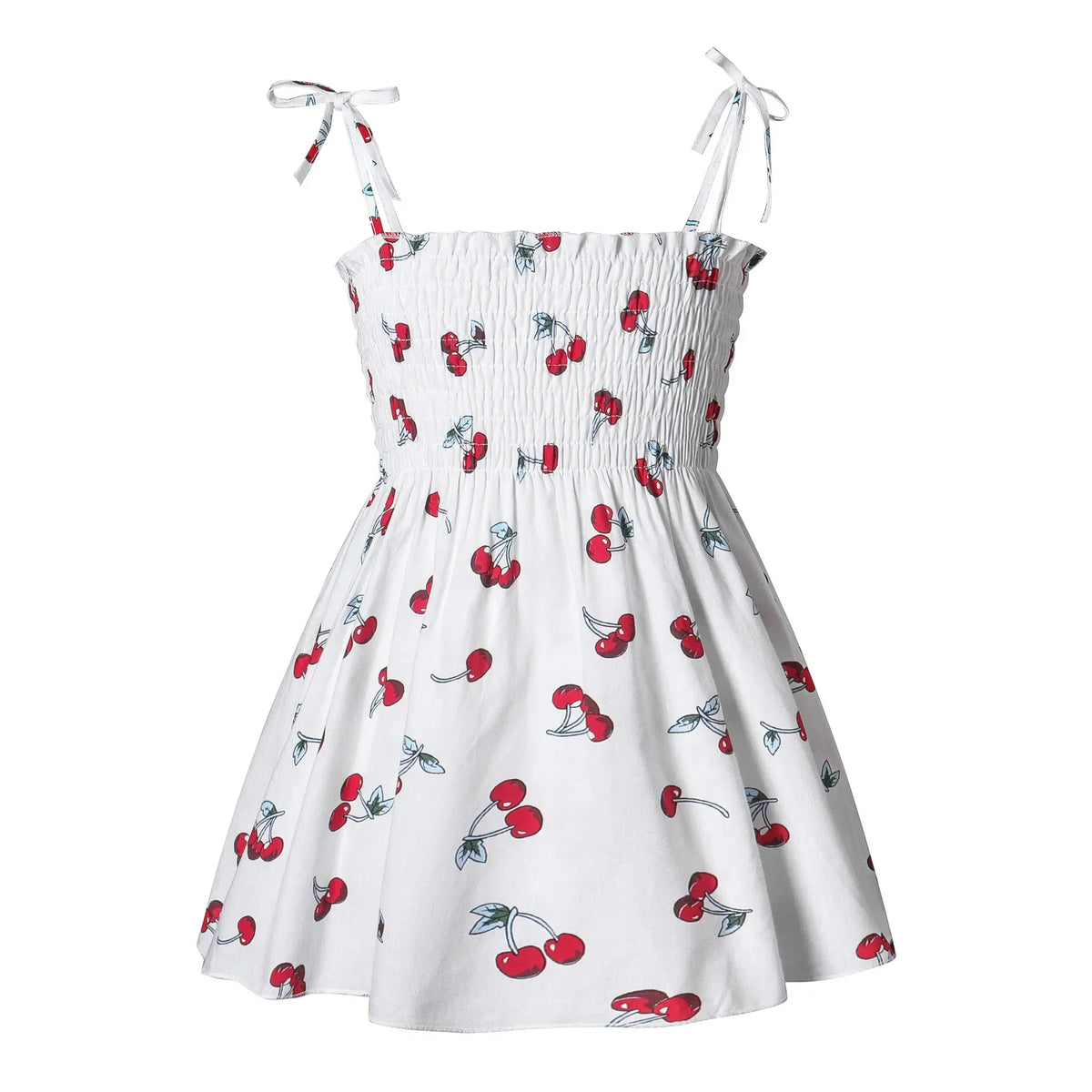 Plush girls' floral sundress - smocked bodice, polyester, for casual beach party