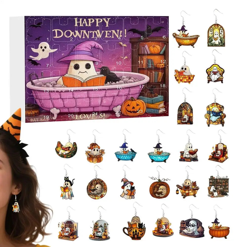 Halloween Advent Calendar Ghost Earrings 24 Day Kit