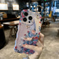 Painting Oil Flower Phone Case for iPhone 15 14 13 12 11 Pro Max with Wrist Band and Kickstand