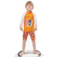 Fast-dry unisex kids' swimsuit set - long-sleeve top and shorts, polyester, for summer swimming