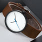 leather strap, round dial, minimalist everyday timepiece – Timeless unisex quartz wristwatch