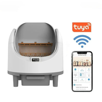 Automatic2025 Edition Cat Litter Box Self Cleaning With App Control Large Space Smart Toilet With Built In Stairs Safety Fall