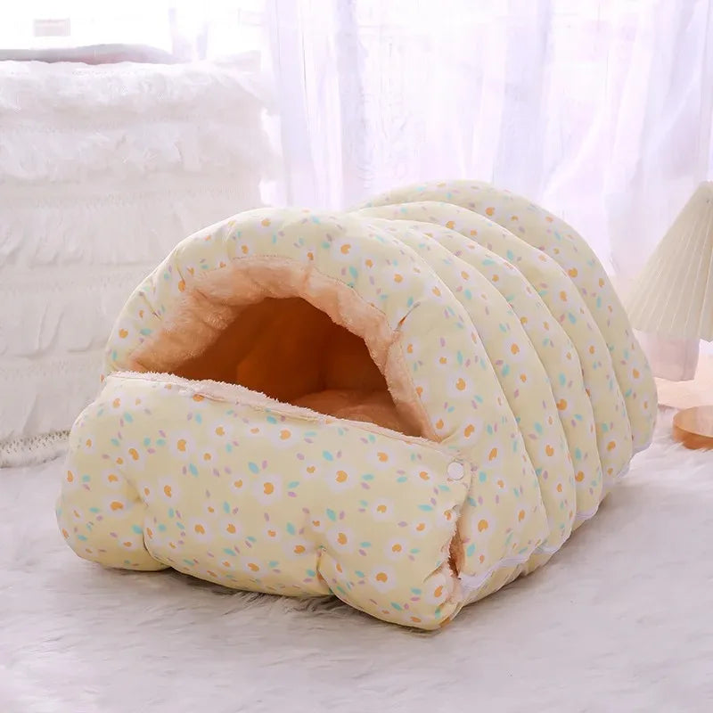 Cat Bed Cocoon Plush Coral Fleece Nest Indoor Winter 2025 Cozy Snuggly Warm Retreat For Cats