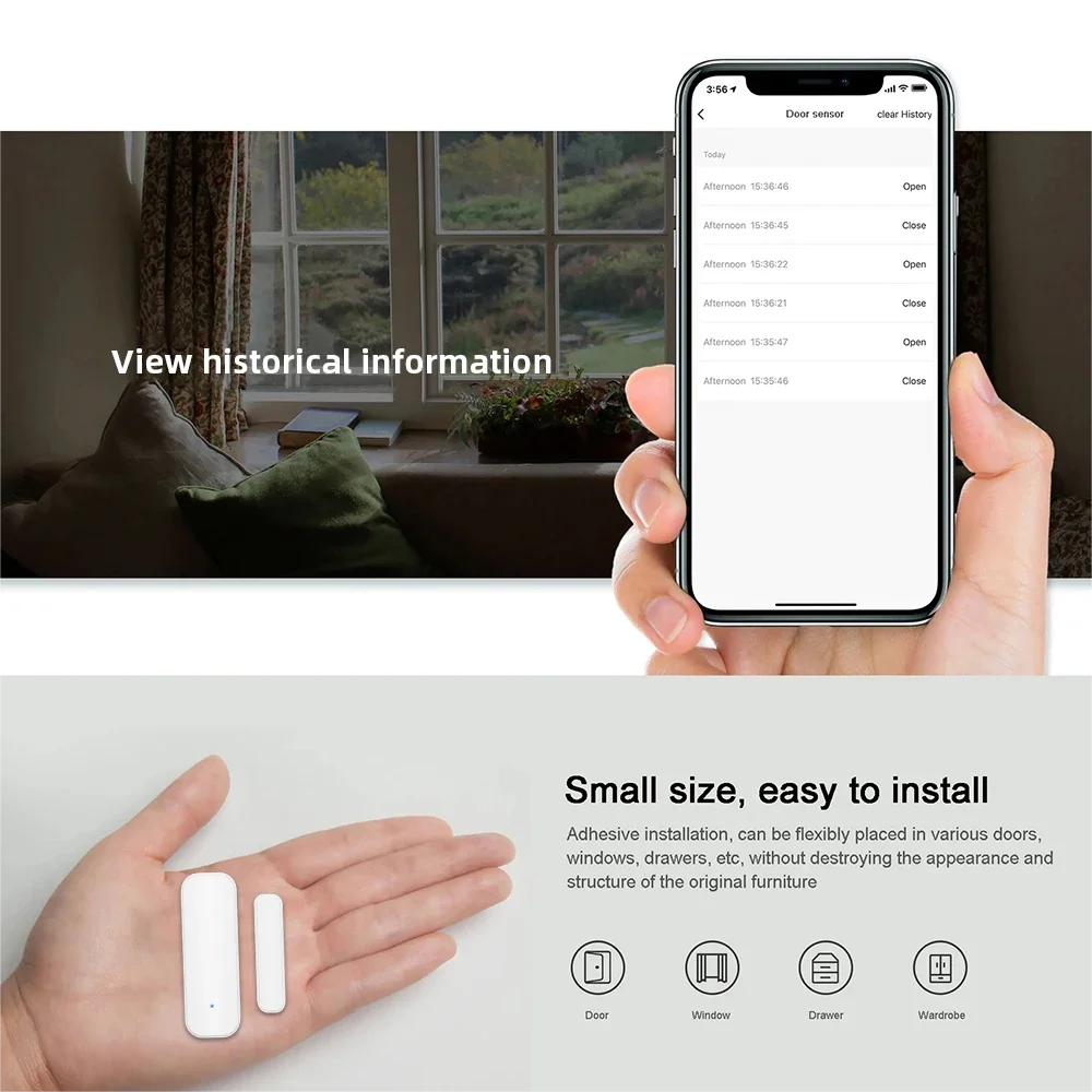 Tuya WiFi Zigbee Window Door Sensor Smart Household Security Alarm