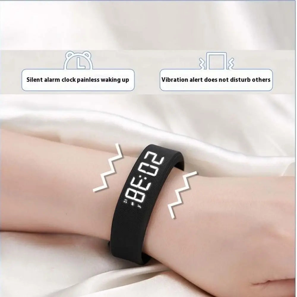 LED Digital Alarm Clock Bracelet Wristband Pedometer Water-Resistant Vibrating Alarm Summer 2026 Gift