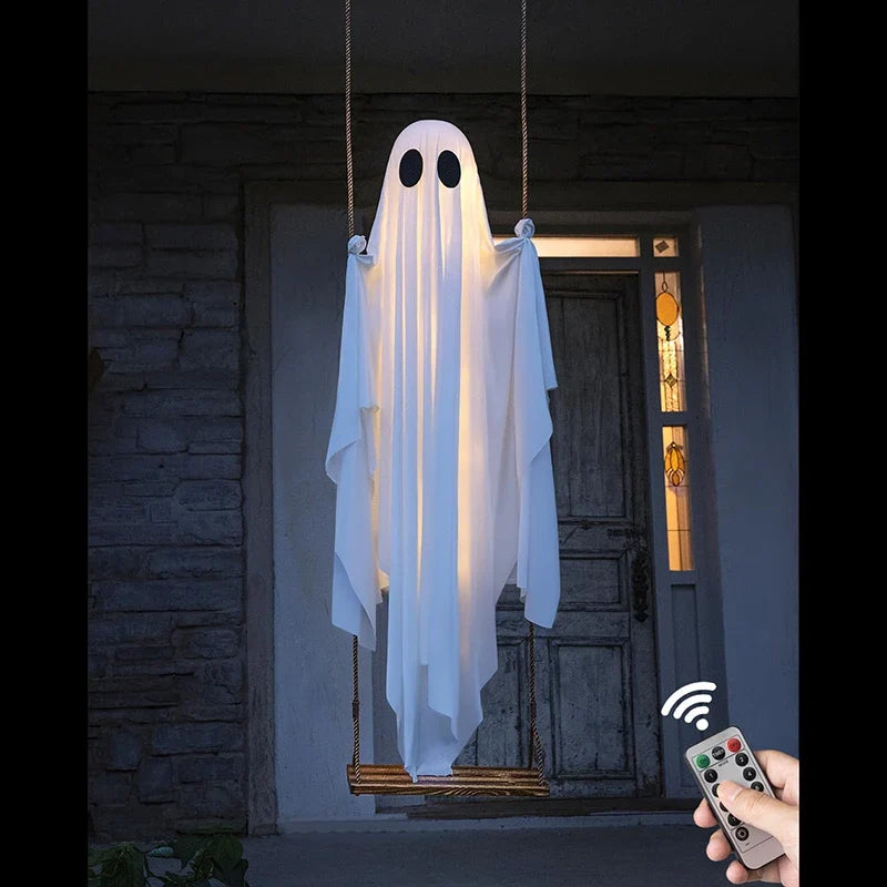 Swing Hanging Ghost Decoration Halloween 2025 Porch Lights