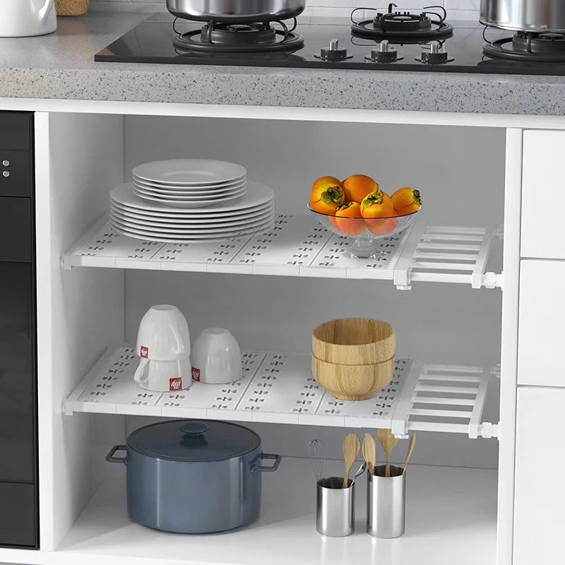 Wall-Mounted Flexible Shelves - Household Organizers for Closet, Bathroom & Kitchen Storage