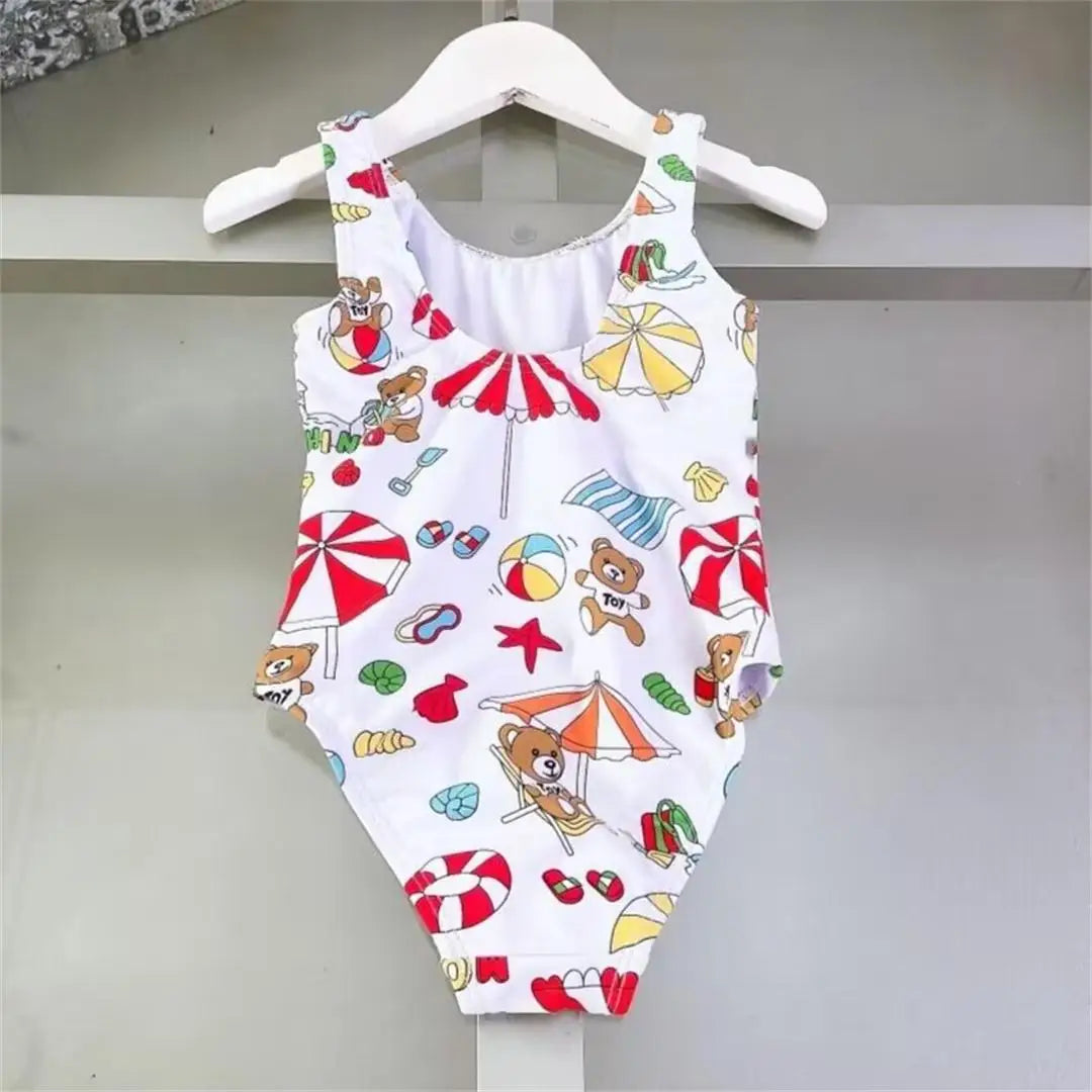 bear-printed, polyester, for summer swimming and beach play – Fast-dry boys' swim shorts
