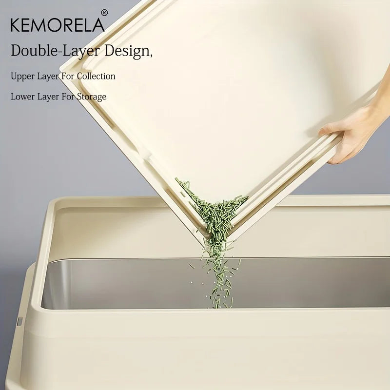 Semi-Enclosed Leak-Proof High-Sided with Mat 2026 – KEMORELA Extra Large Stainless Steel Cat Litter Box