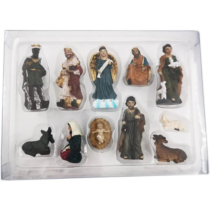 Nativity Kit 11-Piece Resin Christmas Ornaments Manger Scene Catholic Figurines Decor Holiday 2025 Gift