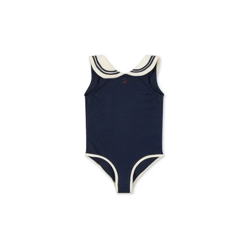 Plush Unisex Baby Swimwear Kit - Timeless Sailor-Style One-Piece, Top, Skirt, and Romper, Nylon, Summer Beach Days
