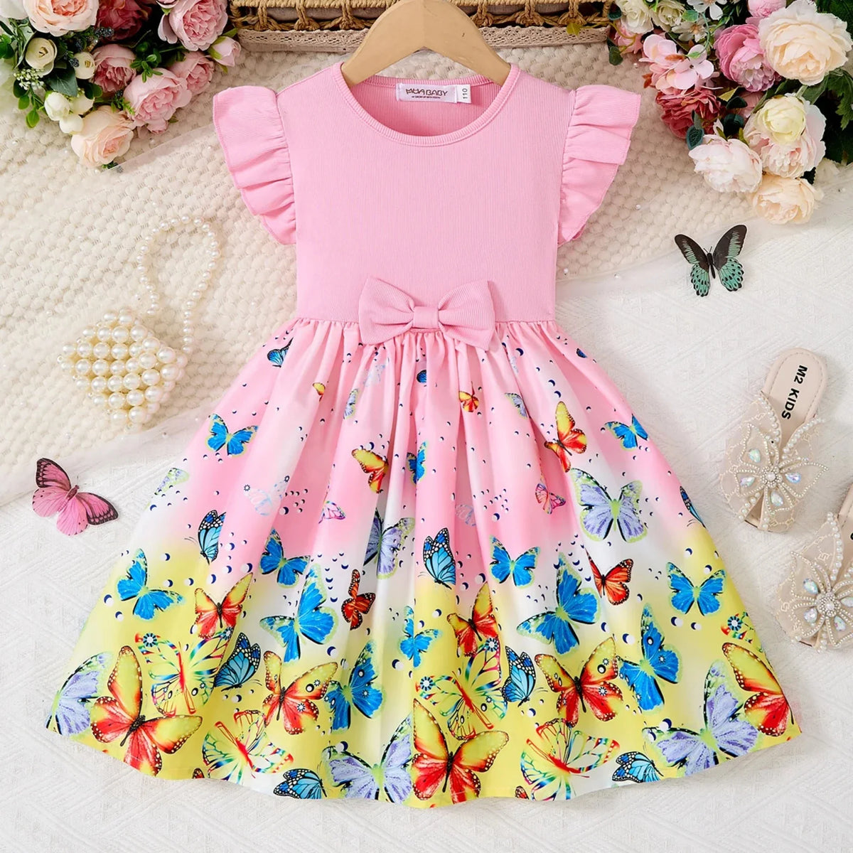 girls' Breathable dress - lace-up sling, sleeveless, flowy, polyester, for summer