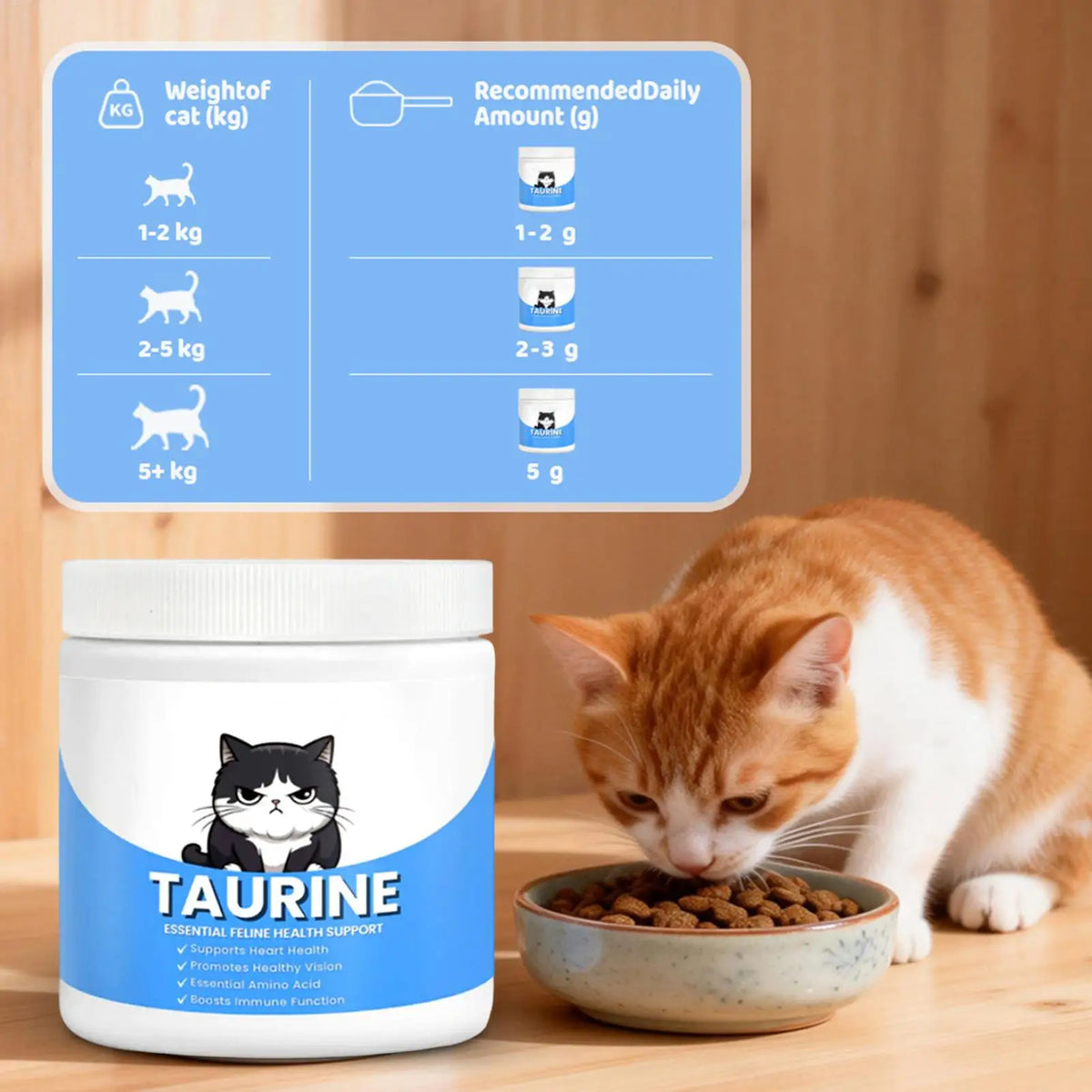 Heart Support Immune Eye Health Organic Kitten Formula 2026 – Taurine Powder Supplement for Cats 200ml