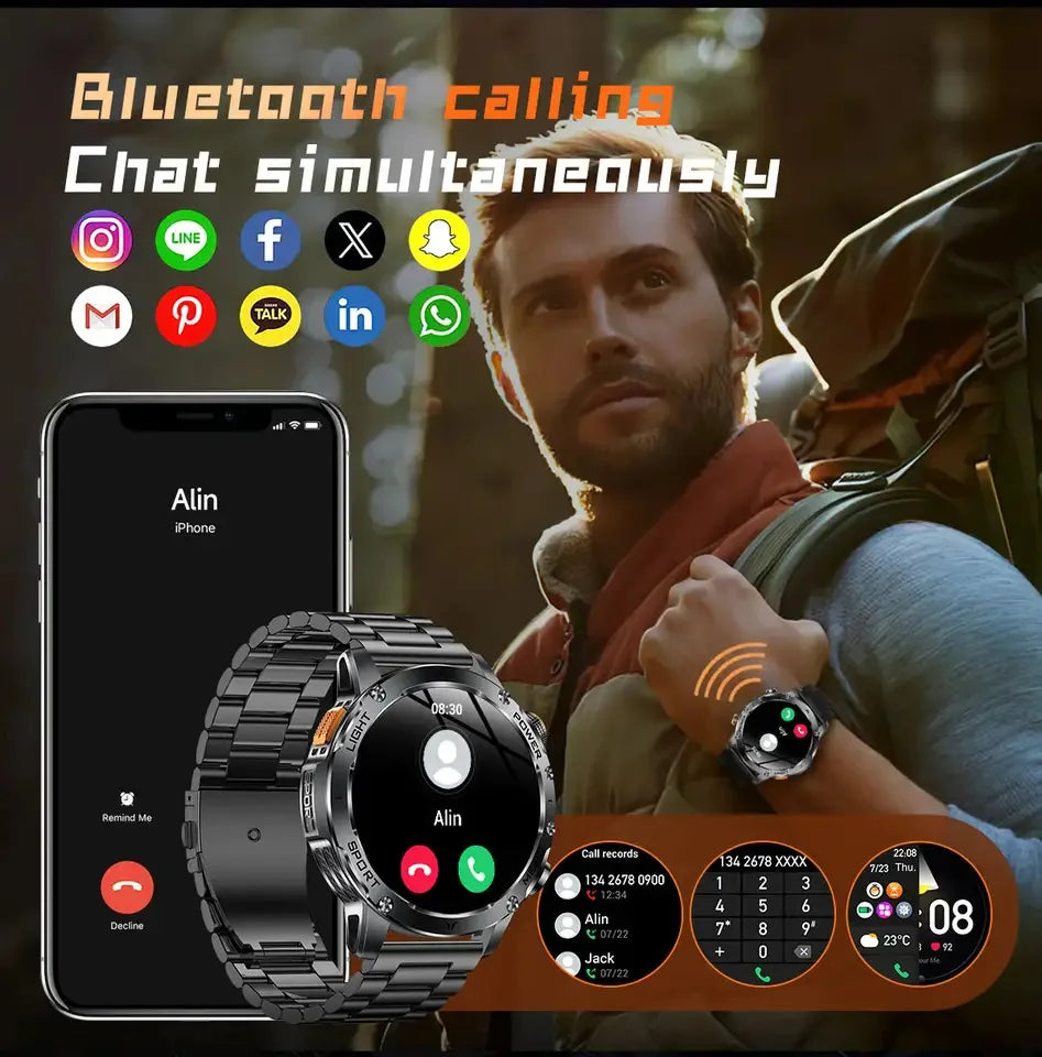 1.7 Inch AMOLED, Fall 2025 Trend, 1000mAh Battery, IP69K Water-Resistant, Bluetooth Calling – Smartwatch Rugged Outdoor GPS