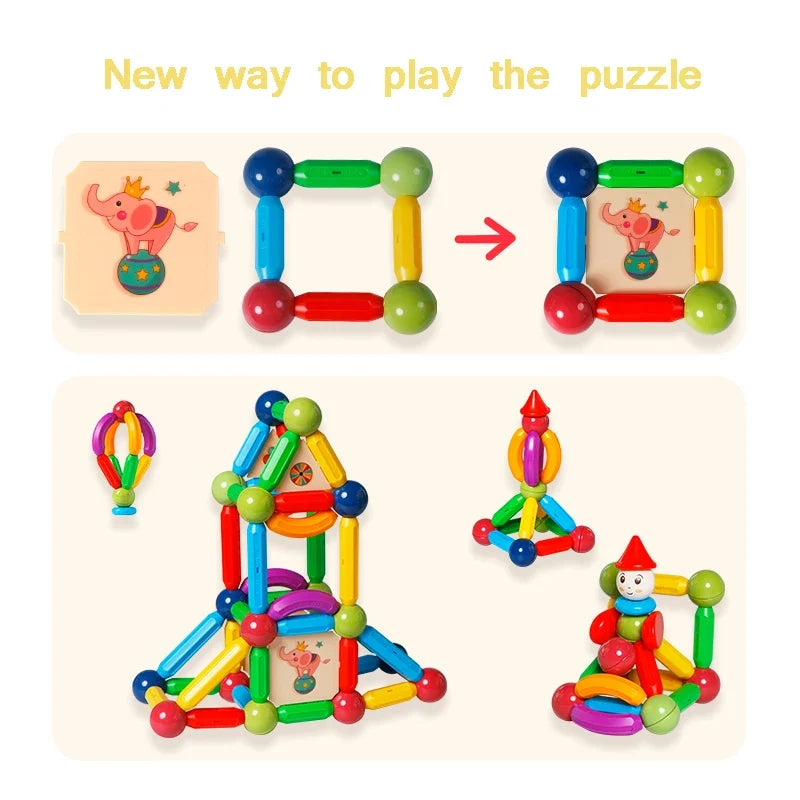 Magnetic Building Blocks Kit - Kids Educational Toy with Magic Magnet Sticks & Balls for Creative Play, Ideal Gift for Boys and Girls