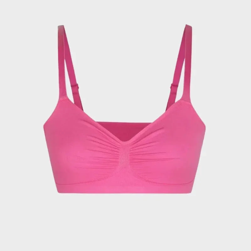 women's Breathable sports bra - ruched front, knit fabric, full-coverage, for yoga and running workouts