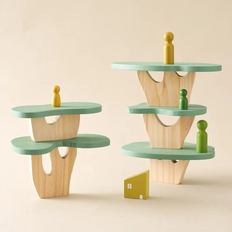 Stacking Montessori Toy Wooden Tree Block Stacker Kids Educational Fall 2025 Fine Motor Skills