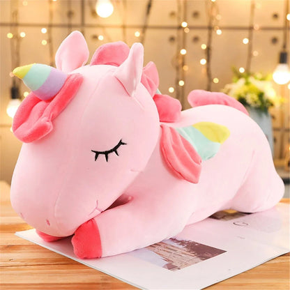 25CM Lying Unicorn Plush Toy - Plush Cute White Pink Horse for Kids Girls Birthday Gift