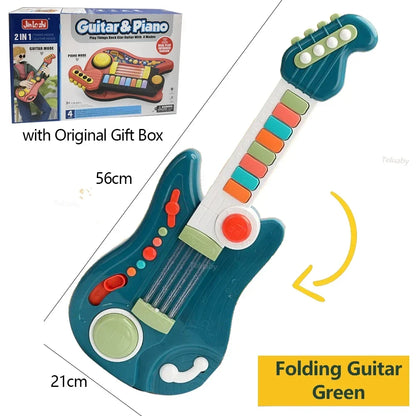 Multifunctional 3-in-1 Musical Toy for Kids - Folding Guitar, Piano, and Drum Kit, Great Birthday Gift for Boys and Girls Age 3+