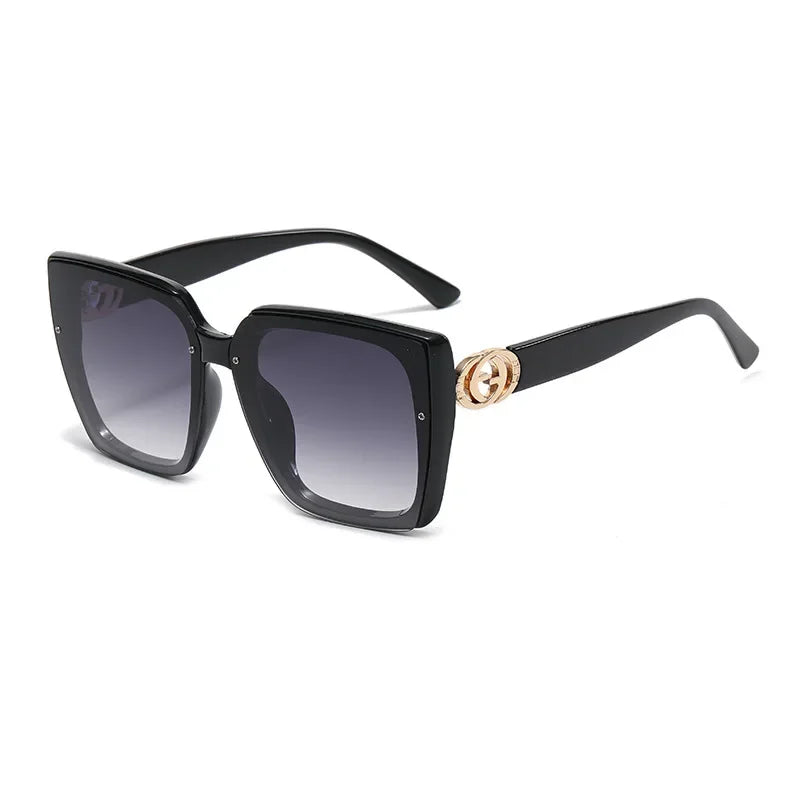 Frame Large Square Sunglasses Women Designer UV400 Travel Eyewear Outdoor Fashion