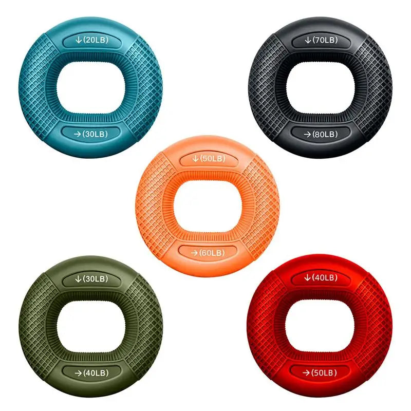 Grip Strengthener Ring Silicone Finger Trainer for Hand Muscles, Travel-Friendly Household Fitness Accessory, 6 Weight Variants