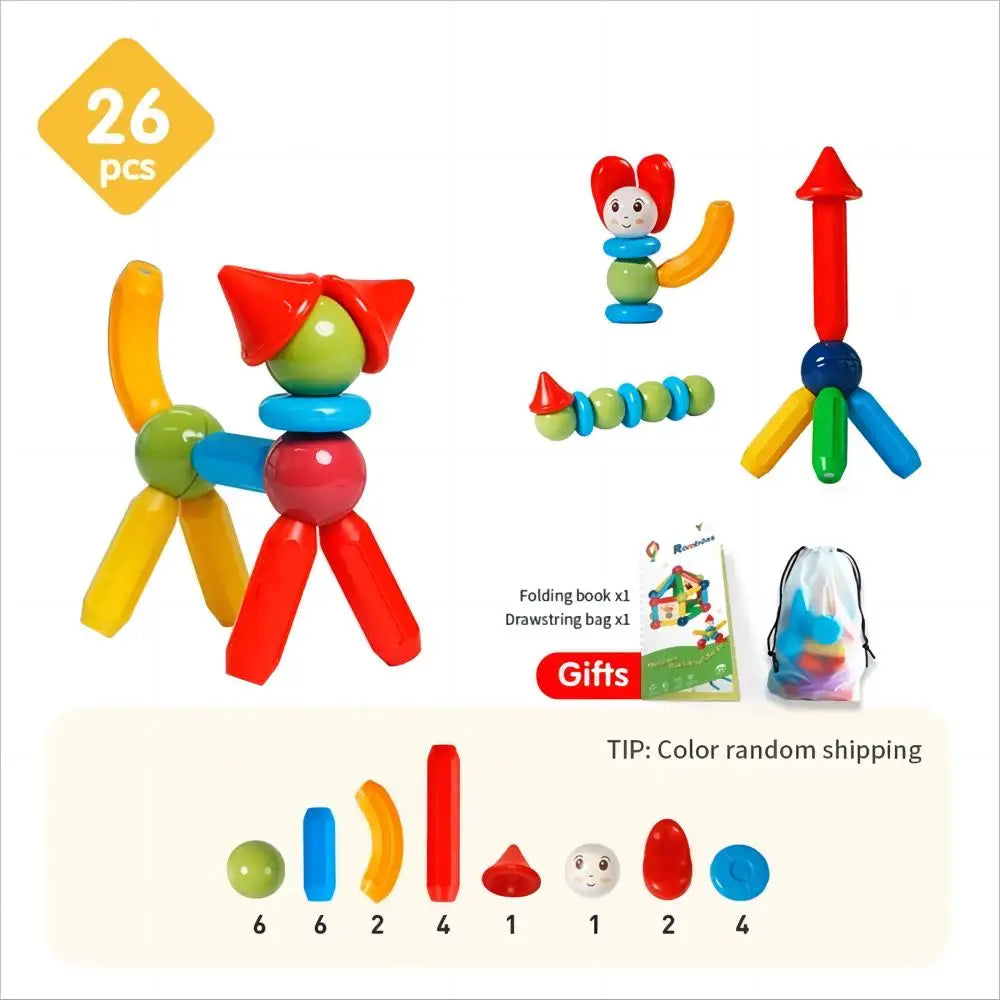 Magnetic Building Blocks Kit - Kids Educational Toy with Magic Magnet Sticks & Balls for Creative Play, Ideal Gift for Boys and Girls