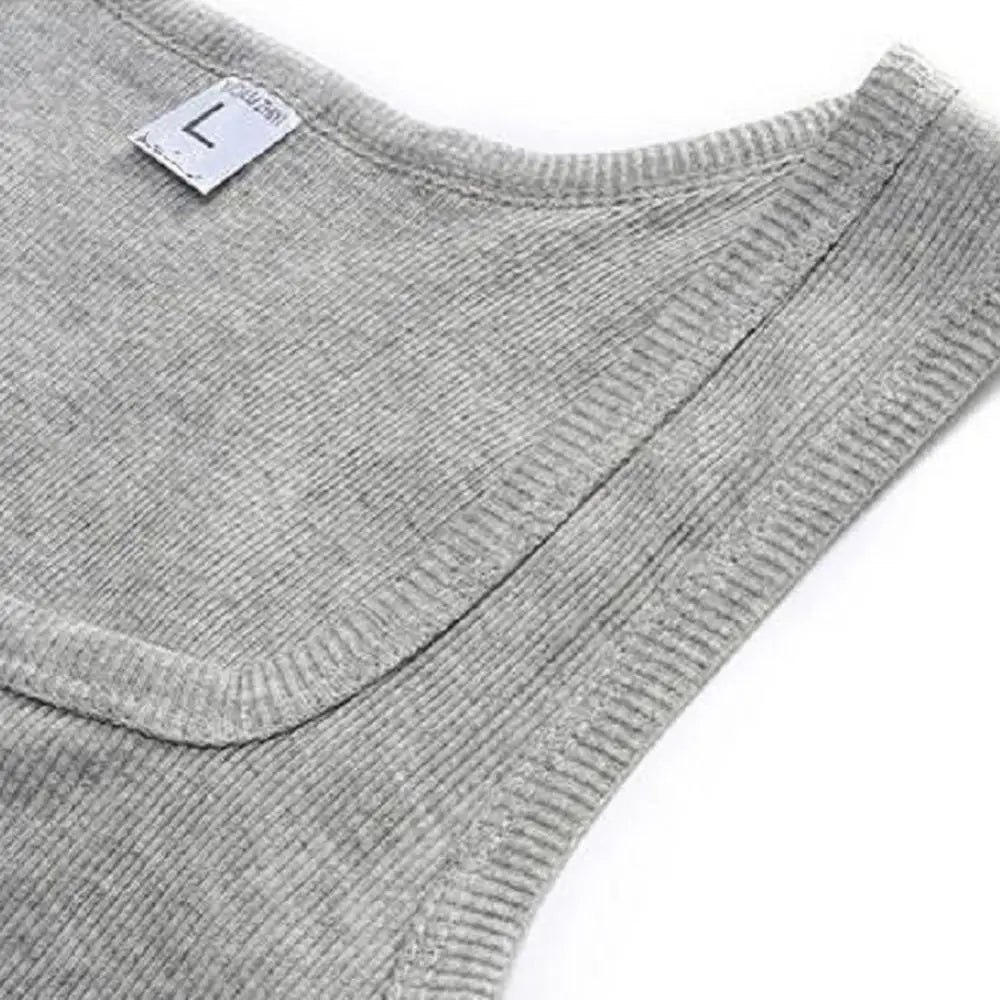 slash neck, casual fit, solid, summer knit vest – Breathable men's cotton tank top
