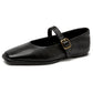 Women Supportive Mary Jane Flats - Square Toe, Leather