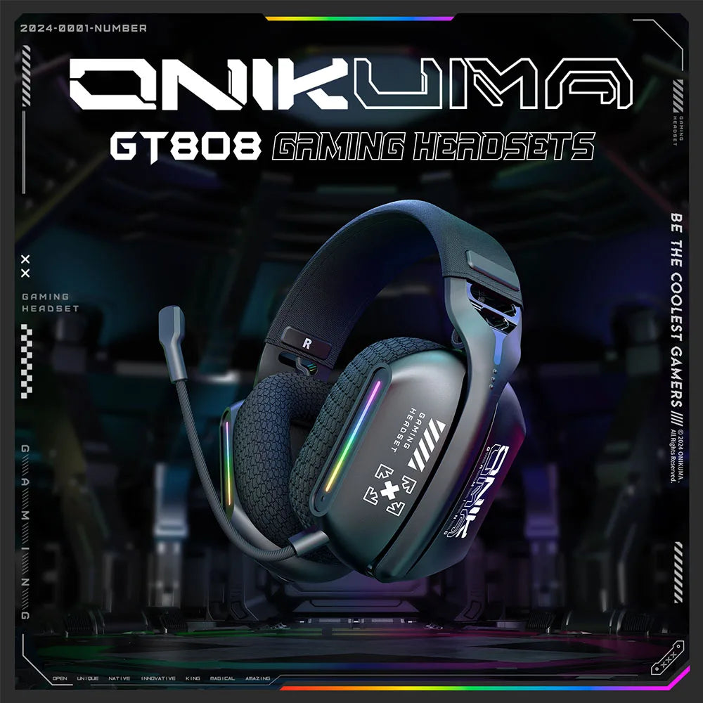 Cordless Gaming Headset Tri Mode Bluetooth Wired Immersive