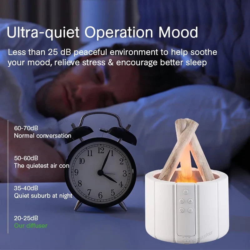 Flame Simulated Aroma Diffuser - Bonfire Air Humidifier, 280ml Ultrasonic Cool Mist Maker with LED Night Light