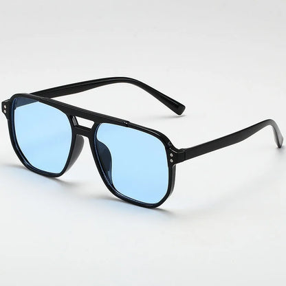 Big Vintage Square Sunglasses for Men Women - Unisex UV400 Black Lens Designer Shades