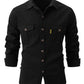 and Autumn Winter Men's Long Sleeve Shirt - Casual Stretch Cotton Linen Fashion Business Wear