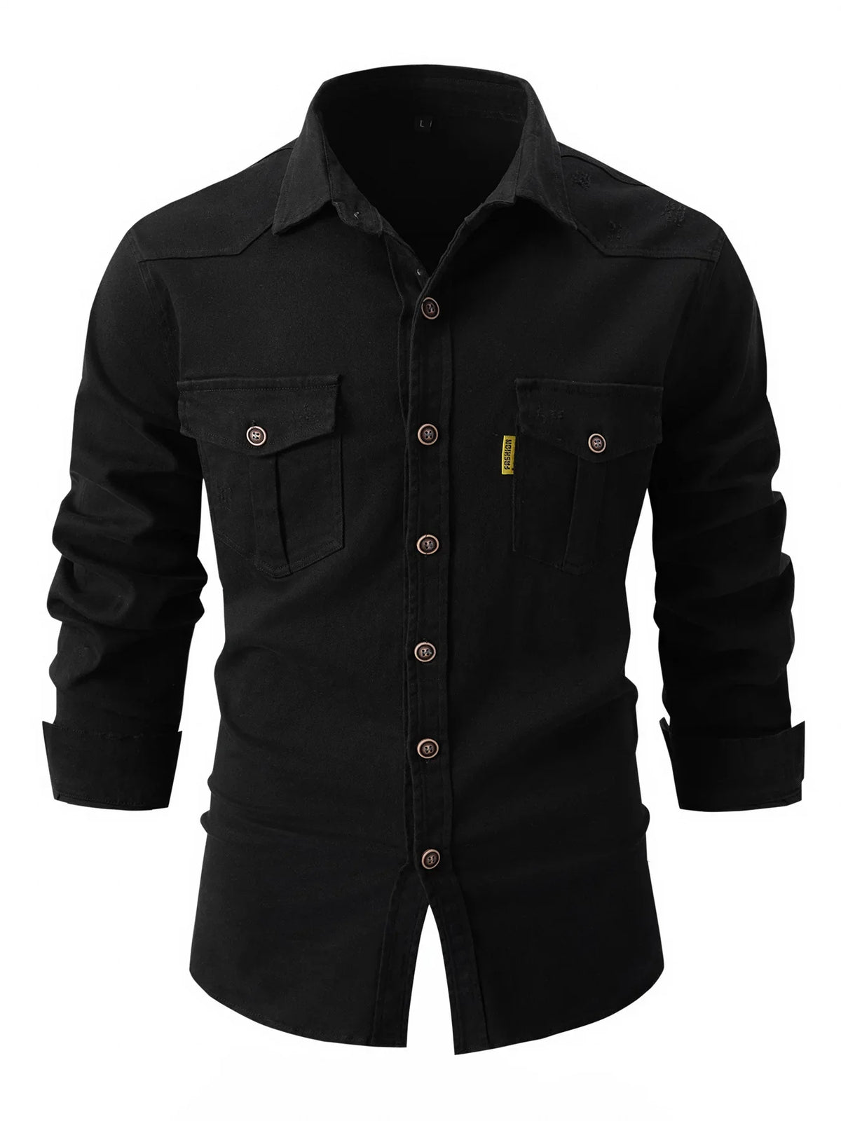 and Autumn Winter Men's Long Sleeve Shirt - Casual Stretch Cotton Linen Fashion Business Wear